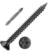 Wensilon (100 Pcs) #10x3 Black Wood Screw Quick Metal Self Tapping Flat Head