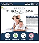 Super Deep Pocket Mattress Encasement - Cal King - Zippered Waterproof Protector for Very Deep Ma...