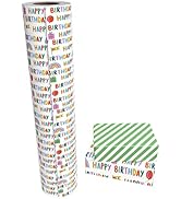 WRAPAHOLIC Reversible Birthday Wrapping Paper - 30 Inch X 100 Feet Jumbo Roll Colorful Happy Birt...