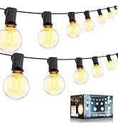 Dott Arts Outdoor LED String Lights Waterproof,50ft Outdoor Globe G40 Light Strings with 27 Bulbs...