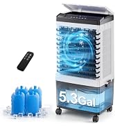 Uthfy Swamp Cooler for Bedroom, 1800 CFM Evaporative Air Cooler with 5.3 Gal Water Tank, 12H Runt...