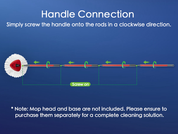 Simply screw the handle onto the rods in a clockwise direction.
