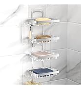 Moforoco Soap Dish Holder for Shower Wall, No Drilling, 304 Rustproof Stainless Steel, Soap Bar H...