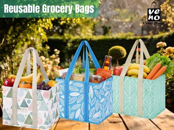 reusable tote bag Choose sustainable shopping with VENO reusable grocery bags!