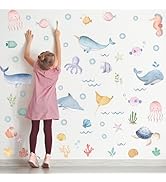 Ocean Animal Wall Decals,Under The Sea Whales Wall Decal Stickers,Under The Sea Wall Decals,Remov...