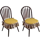 patdrea Chair Covers for Dining Room Set of 2, Yellow Ruffle Chair Seat Covers with Ties, Non Sli...