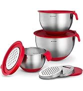 Mixing Bowls with Lids, 3-Piece Stainless Steel Bowl Set with Graters | Non-Slip Mixing Bowl Set ...
