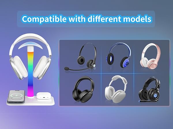 Headphone Stand with Wireless Charger & RGB Light