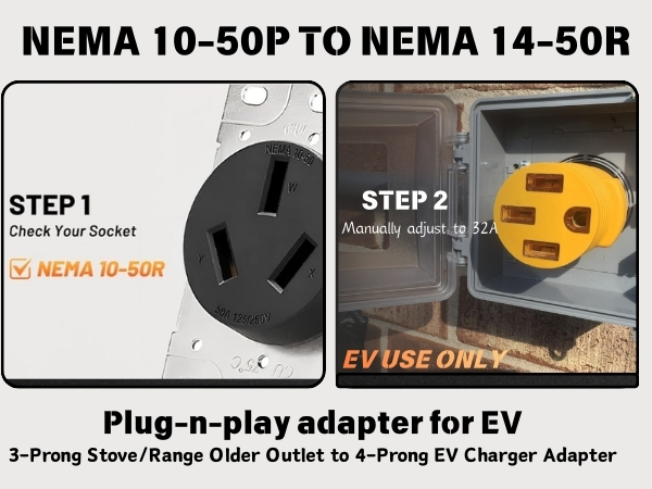 10-50p to 14-50r oven range stove to ev charging plug for tesla