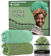 African Net Sponge Authentic - 2 Pieces Exfoliating Body Scrubber Bath Sponge OliveGreen&Seawave ...