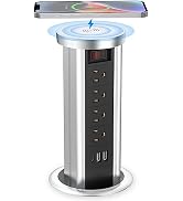 BTU Pop Up Outlet for Countertop, Receptacle Power Strip with USB C & 4 AC Outlet, Pull Popup Out...