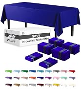 Exquisite 24-Pack Navy Plastic Table Cloth - 54In. x 108In. Disposable Tablecloth for Parties - R...