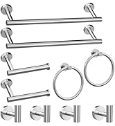 Round Brushed nickel Bathroom Hardware: 10 Pieces Stainless Steel Bath Accessories Set - Includin...