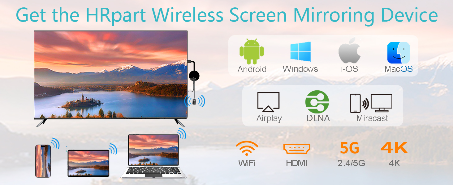 HRpart wireless screen mirroring deves display adapter Dlonge