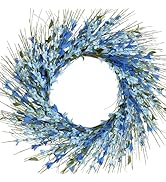 GTIDEA 24" Blue Wreath for Front Door Artificial Forsythia Flowers Wreath on Grapevine Base Large...