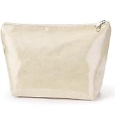 WLLWOO PVC Waterproof Makeup Bag Kraft Paper Cosmetic Bag Travel Toiletry Zipper Pouch Organizer ...
