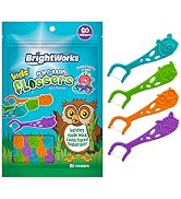 180 Piece Kids’ Mixed Berry Flavored Dental Flossers with Plant-Based Handles, Colorful Animals a...