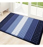 Kitinjoy Indoor Outdoor Door Mat, 32x20 Non-Slip Absorbent Dirt Trapper, Low-Profile Washable Ins...