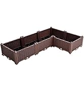 BAOYOUNI L-Shaped Planter Box Corner Raised Garden Bed Kit Vegetables Herbs Flowers Succulents Pl...