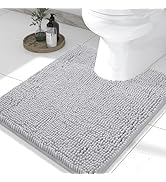 Smiry Luxury Chenille Toilet Rugs U-Shaped 24x20, Soft Absorbent Non-Slip Contour Bathroom Rugs f...