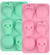 Actvty Skull Heart and Brain Silicone Molds, 3D Human Organ Soap Molds, 2 Pcs Halloween Baking Mo...