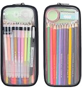 BOVKE Grid Mesh Pencil Case Pen Marker Bag Clear Cute Pencil Pouch School Stationery Organizer Te...