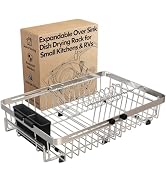 MAJALiS Dish Drying Rack Over The Sink with Utensil Holder | Expandable Stainless Steel Dish Drai...