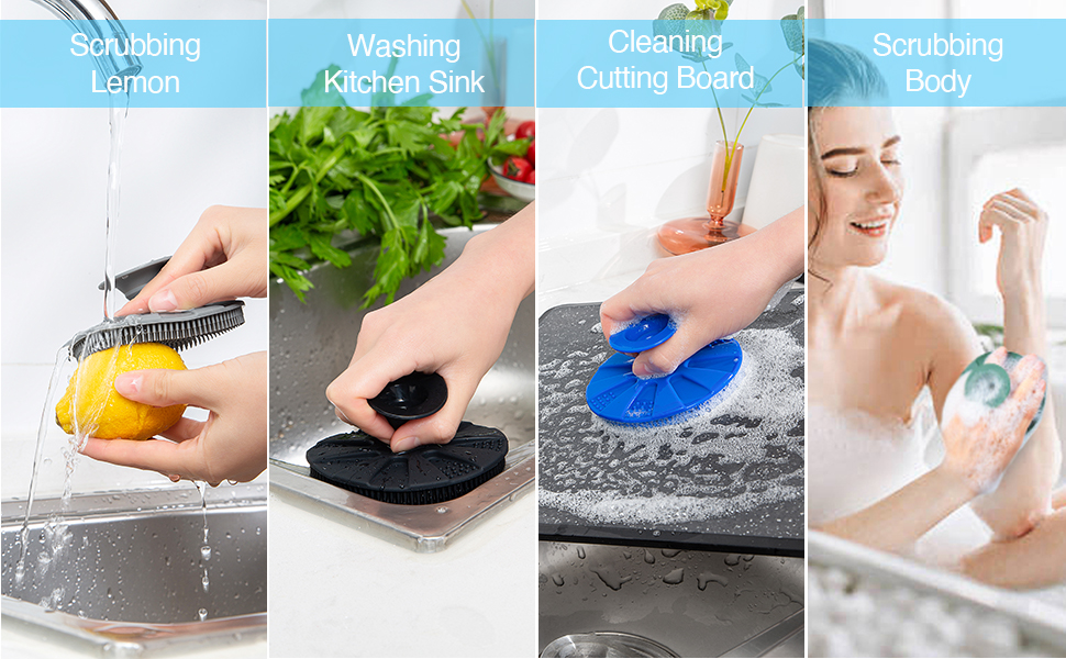 BEAUTAIL Silicone Sponge Non Scratch Scrub Sponges Washing Dishes Cleaning Kitchen Scrubber brush