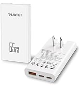 RUIFEI 65W GaN Charger Block, 3-Port USB-C Fast Charger for iPhone 17/16/15, Samsung S25+ S24 S23...