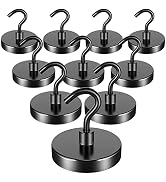 FINDMAG 10 Pack 110LBS Heavy Duty Magnetic Hooks for Hanging, Neodymium Magnet Hooks Strong Black...