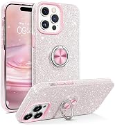 DOMAVER for iPhone 15 Pro Case, Phone Case for iPhone 15 Pro with Rotating Ring Stand Glitter Bli...