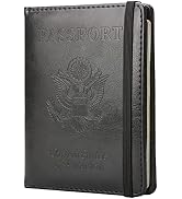 Passport Holder Men,Passport and Vaccine Card Holder Combo,PU Leather Passport Cover For Men,Black
