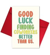 Funny Leaving Card for Him Her, Humor Going Away Gifts for Coworker Colleagues, Good Luck Card, N...