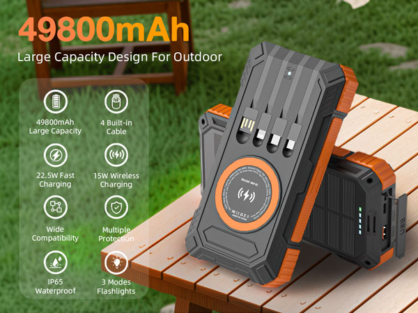 49800mAh large capacity solar power bank