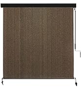 Amagenix Premium Outdoor Roller Shades 8'(W) x 8'(H), Exterior Cordless Patio Shades Roll up Outd...