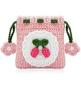 WisePoint Drawstring Coin Pouch, Hand-made Cotton Coin Wallet Knitted Coin Purse for Women, Cute ...