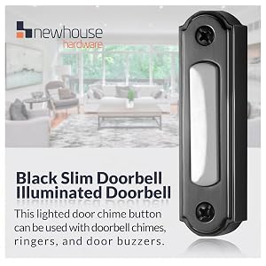 Lighted door bell button uses a classic design with a surface rim that complements most front-doors