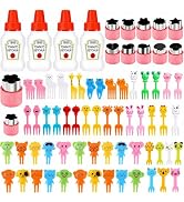 73 Pcs Lunch Box Accessories Set, Bento Box Supplies with 4 Mini Condiment Squeeze Bottles, 12 Mi...