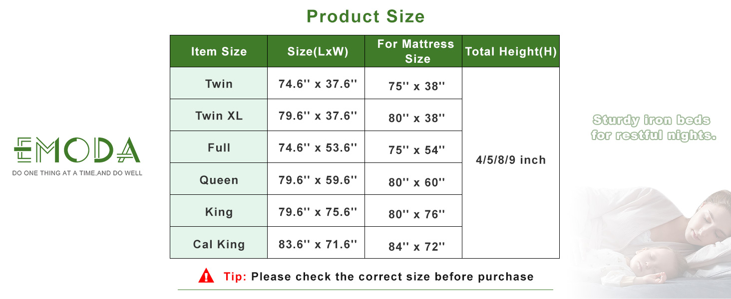box spring size inforamtion