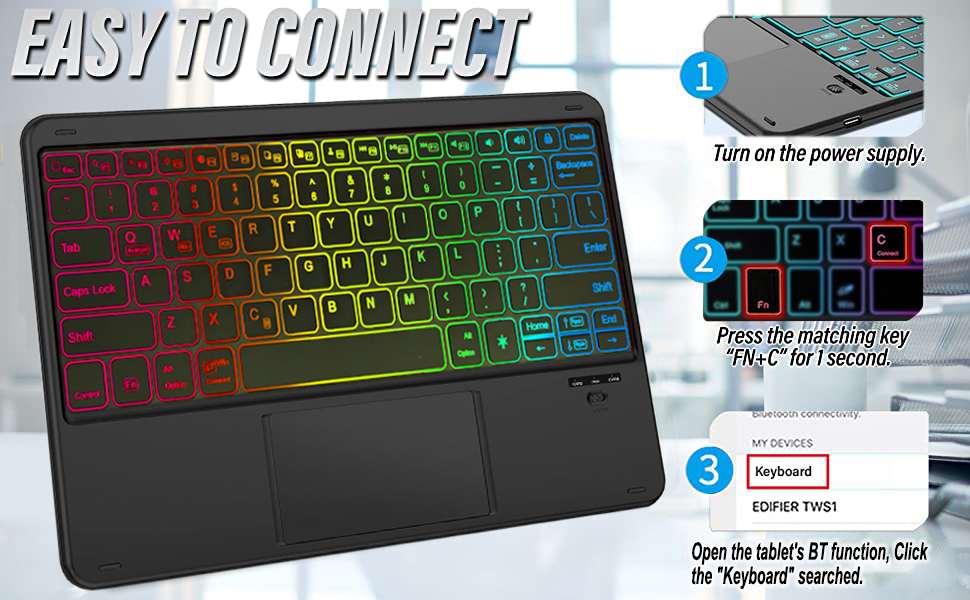 How to connect the keyboard with the tablet?