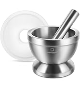 WAGENSTEIGER SUS304 Stainless Steel Mortar & Pestle Set with Silicone Lid, Anti-Slip Base, for Da...