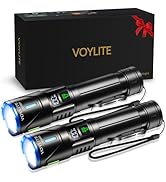 Voylite Rechargeable High Lumens Flashlights 2 Pack, 10000LM Super Bright Tactical Flashlight wit...