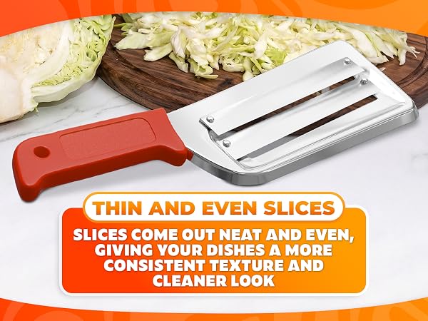 stainless steel cabbage shredder for coleslaw sauerkraut, ergonomic lettuce chopper with silicone
