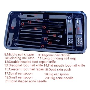 Nail Clippers Set for Men Women 21 Pieces, Nail Care and Grooming Kit with Case