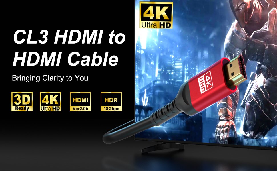 ALLEASA 4K Long HDMI Cable in-Wall CL3