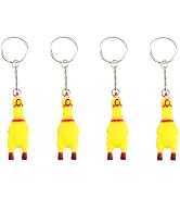 4 Pcs Yellow Shrilling Screaming Chicken Keychain, Funny Keychain, Mini Rubber Squeeze Screaming ...