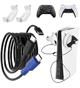USB C Charger Cable and Storage Hooks Compatible with PS5 Controller, 4ft 2-in-1 Charging Cable C...