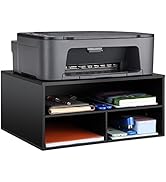 EMERIT Printer Stand Shelf with Storage Wood Desk Paper Organzier for Home/Office,Printer Riser, ...