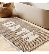 Waffle Bath Mat, Boho Woven Modern Bath Rug Absorbent Non Slip, Ultra Soft Bathroom Mats, Machine...