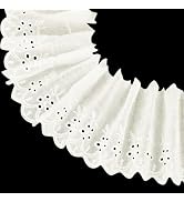 FINGERINSPIRE 15 Yards Cotton Lace Ribbon 3.7 inch Wide Ivory White Cotton Eyelet Lace Trim Flora...